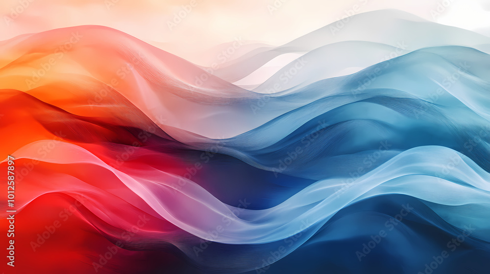 Abstract digital art with wavy lines and a gradient from red to blue. Gradient Art. Illustration Abstract digital art with wavy lines and a gradient from red to blue. Gradient Art. Illustration
