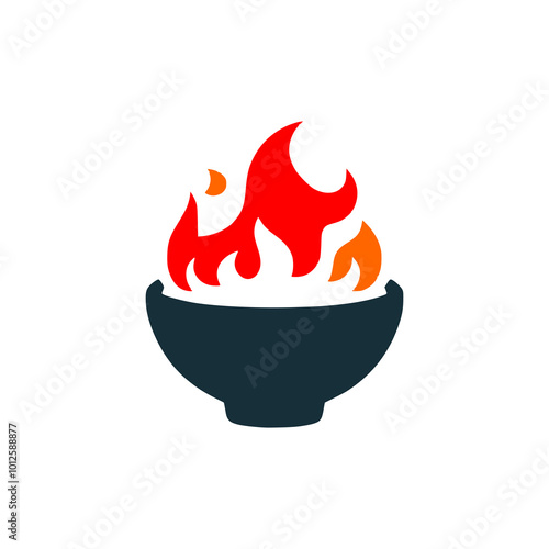 bowl on fire logo vector illustration template design