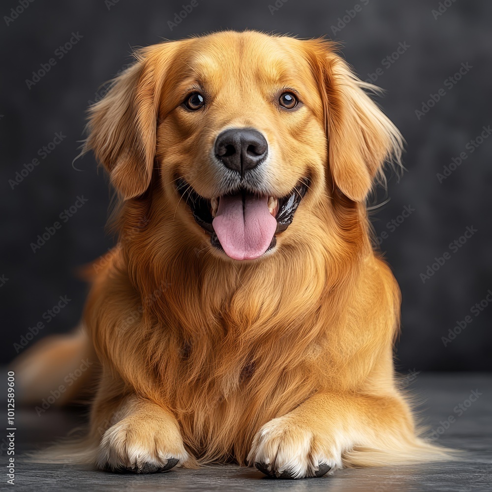 Obraz premium Golden Retriever Dog Portrait Happy Pet Friendly Canine Dog Breed Studio Shot