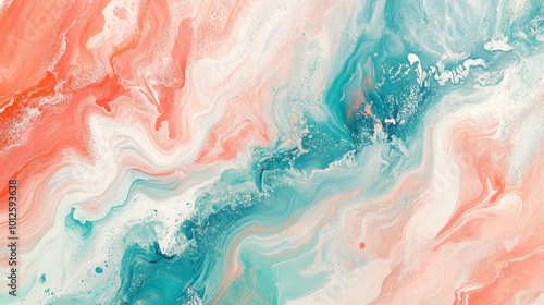 A vibrant textured paint background with swirling patterns in light shades of turquoise, coral, and white, adding a fresh look.