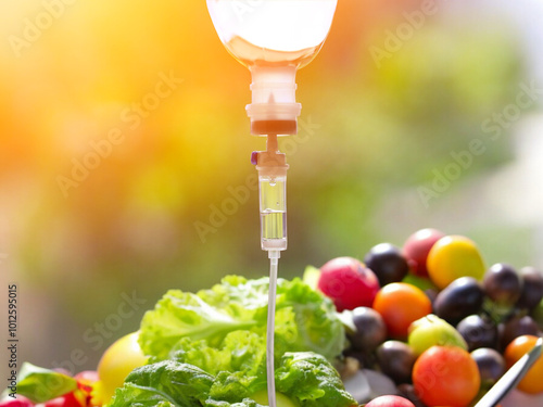 IV drip vitamin treatments infusion drop intravenous medical use booster’s beauty supplement therapy concept.