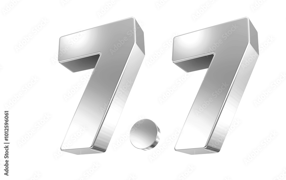 7.7 Sale 3D Silver Number Illustration 7.7 Sale 3D Silver Number Illustration