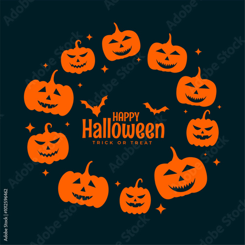 happy halloween celebration background with pumpkin and bat