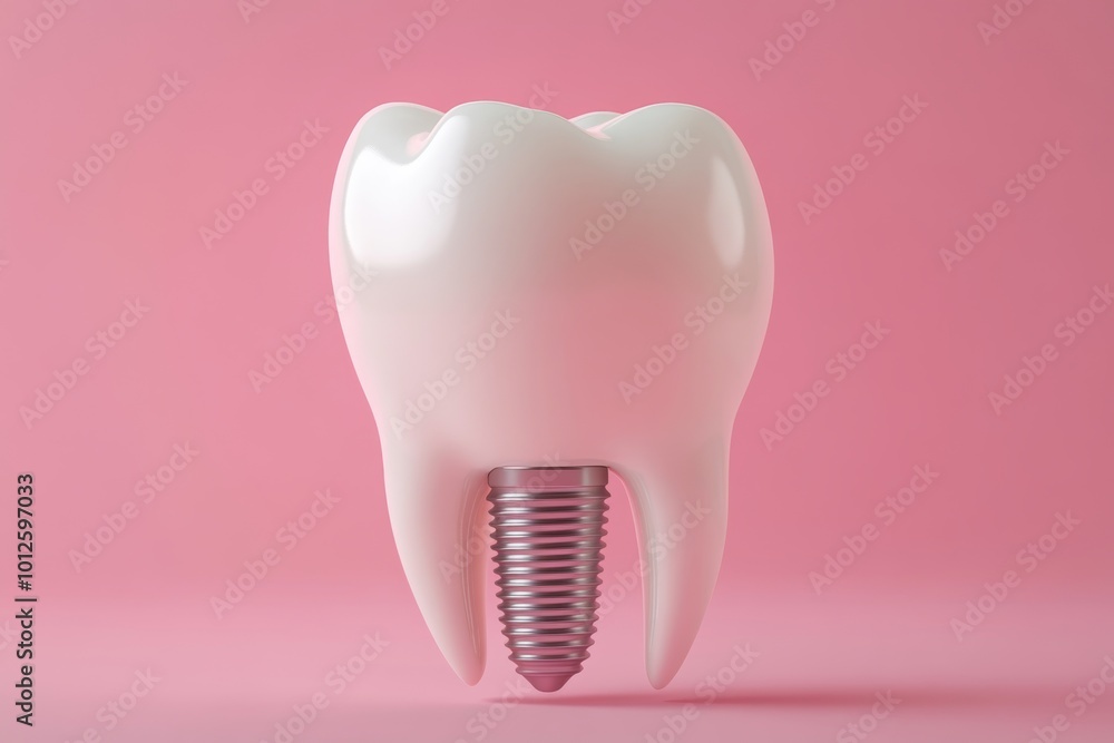 Dental Implant Crown on Pink Background Dental Implant Crown on Pink Background