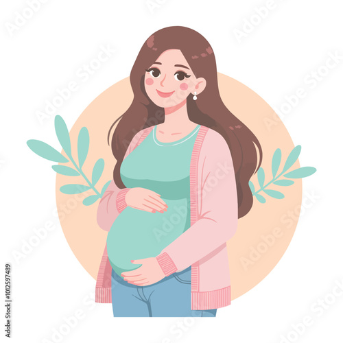 Happy pregnant woman flat design