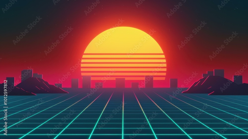 custom made wallpaper toronto digitalA vibrant city skyline at dusk, enhanced with neon grid lines, showcasing a futuristic digital concept against twilight.