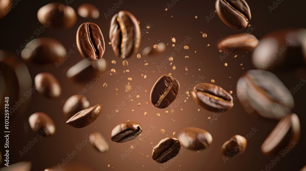 Discover the rich hues and textures of coffee beans in a closeup, showcasing their natural beauty against a dark backdrop. Discover the rich hues and textures of coffee beans in a closeup, showcasing their natural beauty against a dark backdrop.