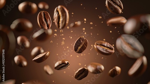 Discover the rich hues and textures of coffee beans in a closeup, showcasing their natural beauty against a dark backdrop.