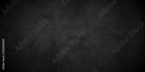 Dark Black background texture, old vintage charcoal black backdrop paper with watercolor. Abstract background with black wall surface, black stucco texture. Black gray satin dark texture luxurious.