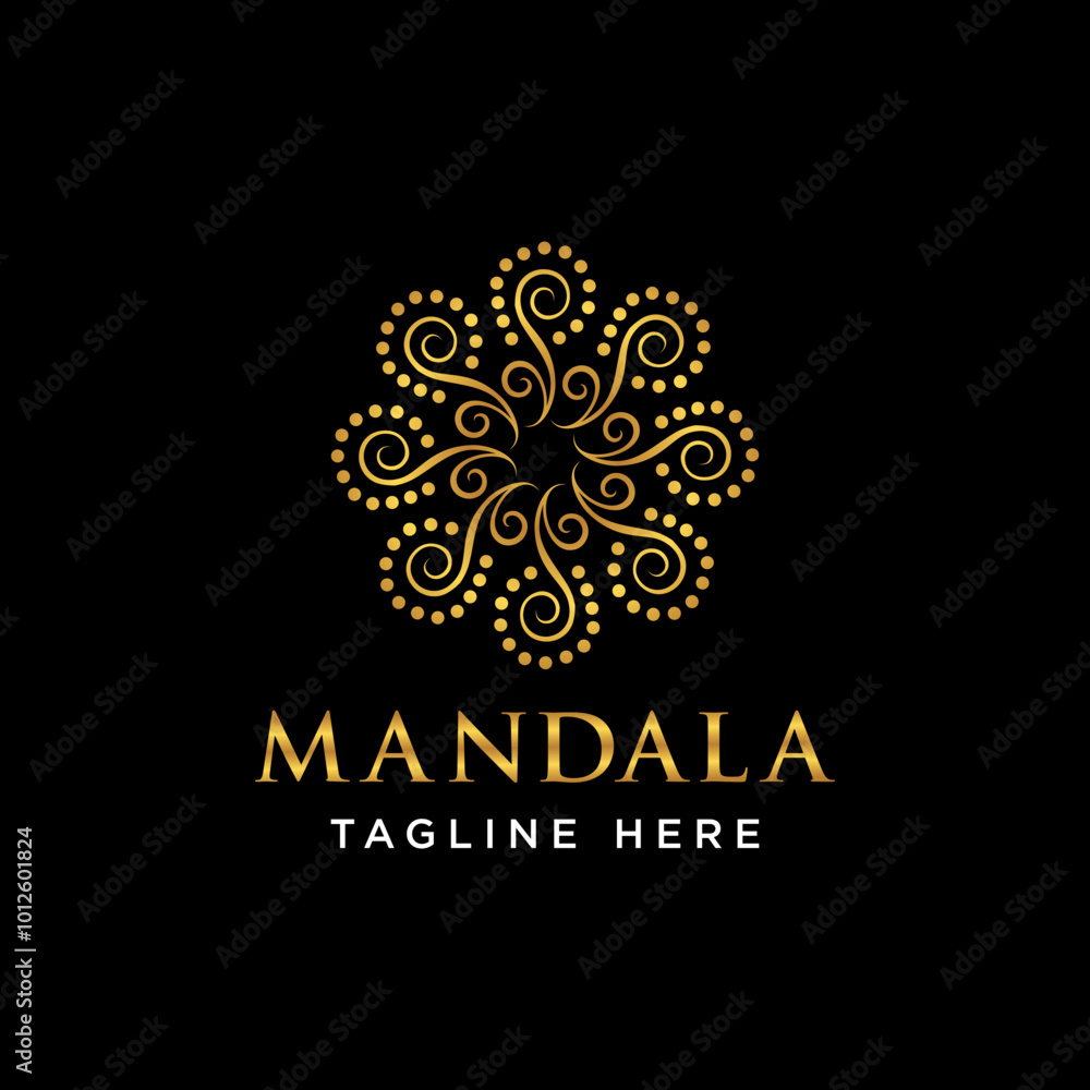 Luxury abstract mandala golden flower logo design Luxury abstract mandala golden flower logo design