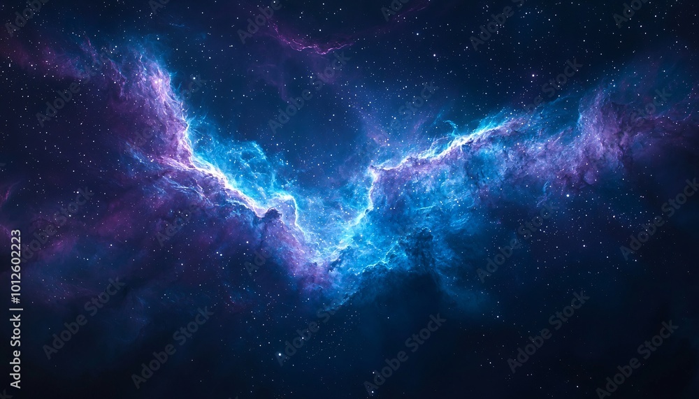 Obraz premium Cosmic Beauty - Vibrant Blue and Purple Nebula in Galaxy Background