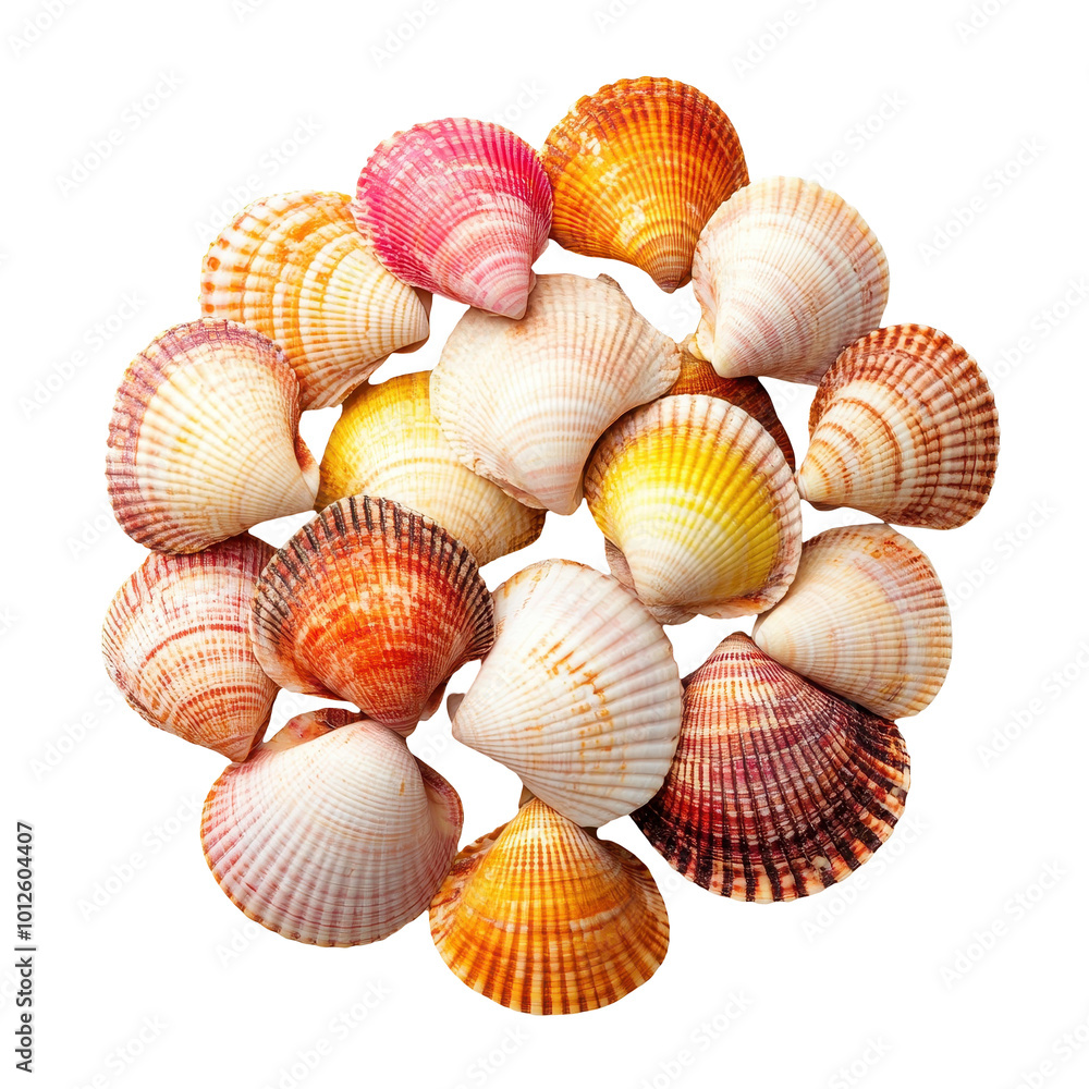 Delicate seashells rest on a crisp white backdrop, showcasing their unique shapes and natural beauty. Delicate seashells rest on a crisp white backdrop, showcasing their unique shapes and natural beauty.