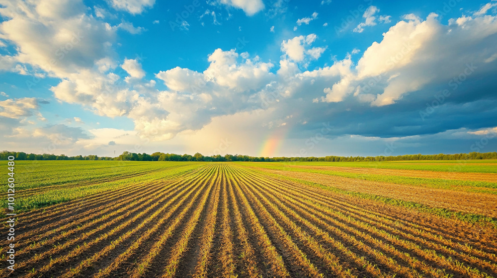 plowed field and blue sky plowed field and blue sky