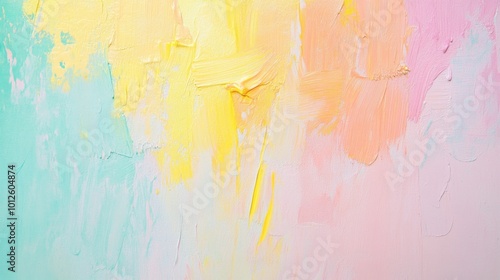 Light and colorful textured paint background with streaks of pastel colors like lemon yellow, soft pink, and light blue.