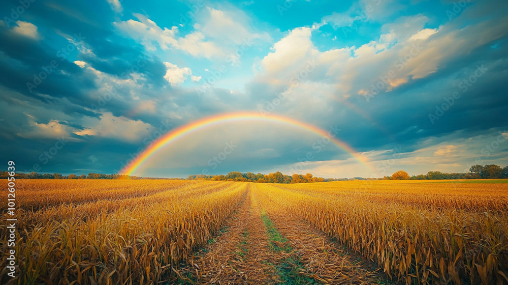 rainbow over field