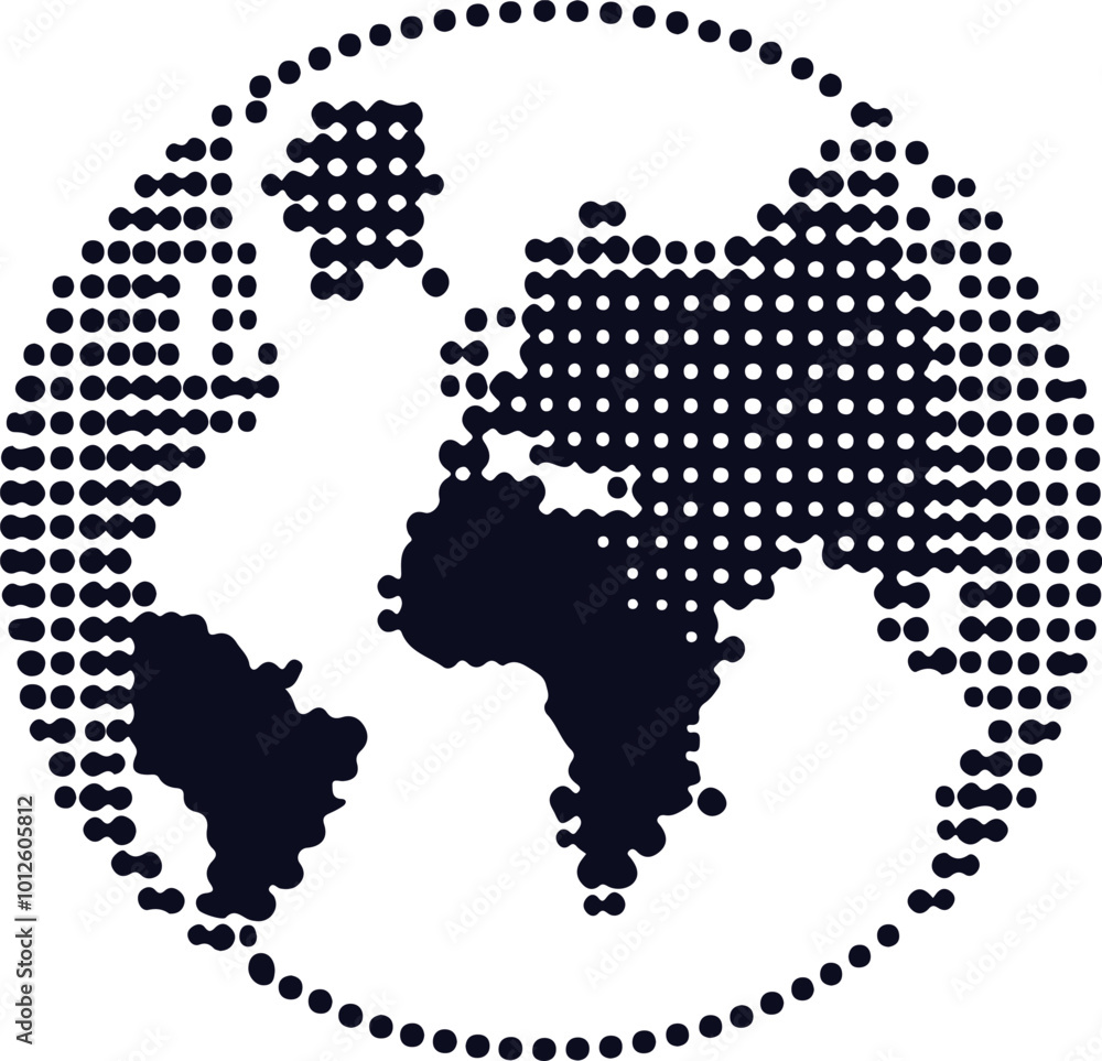Fototapeta premium Minimalistic Abstract Globe Illustration in Black and White