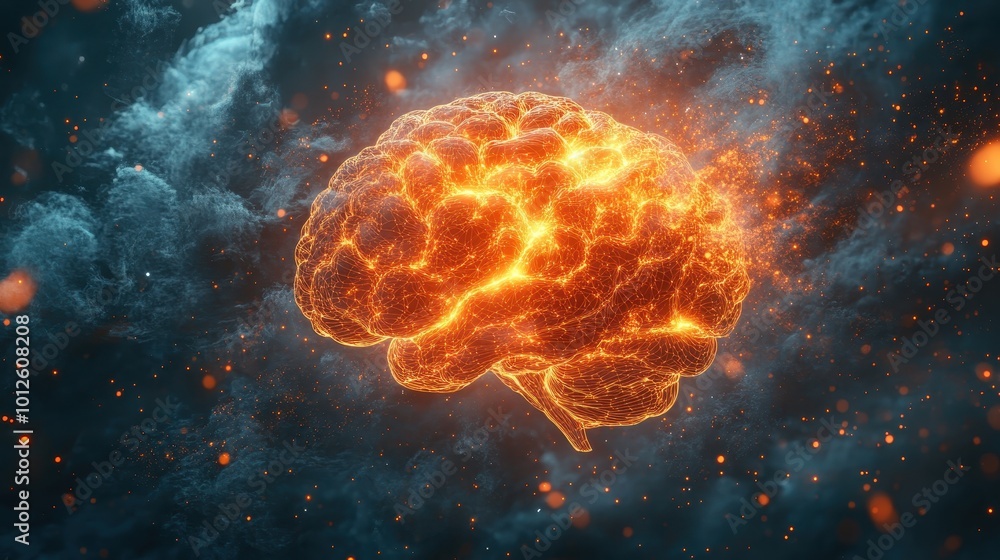 Concept art of a human brain exploding with knowledge and creativity. generative ai Concept art of a human brain exploding with knowledge and creativity. generative ai