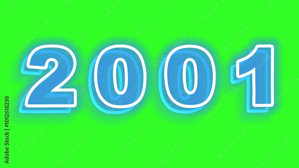 Animated blue number 2001 moving on a green background 4k resolution Animated blue number 2001 moving on a green background 4k resolution