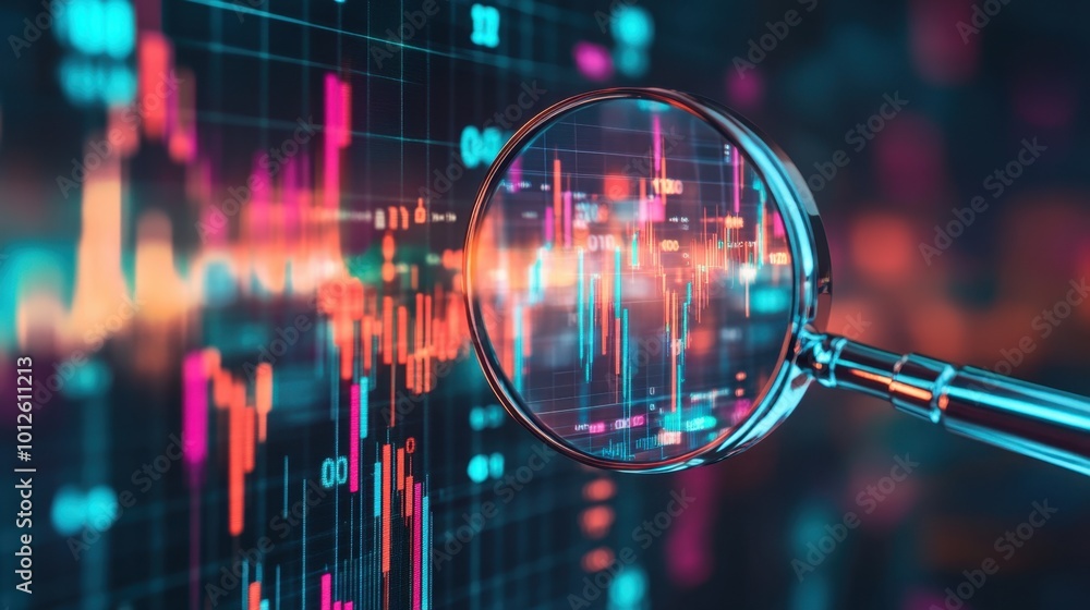 A creative shot of a magnifying glass overlaid on financial graphs and data, representing analytical research in the economy. The details emphasize the meticulous nature of economic studies. A creative shot of a magnifying glass overlaid on financial graphs and data, representing analytical research in the economy. The details emphasize the meticulous nature of economic studies.