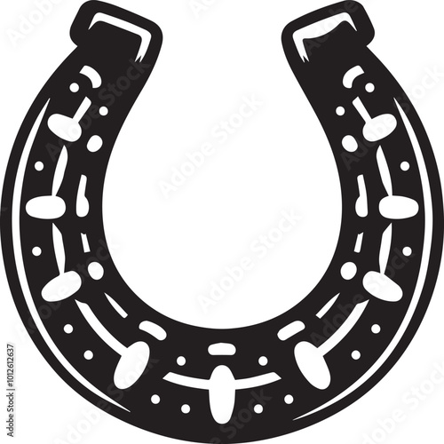 Horseshoe logo silhouette vector black and white