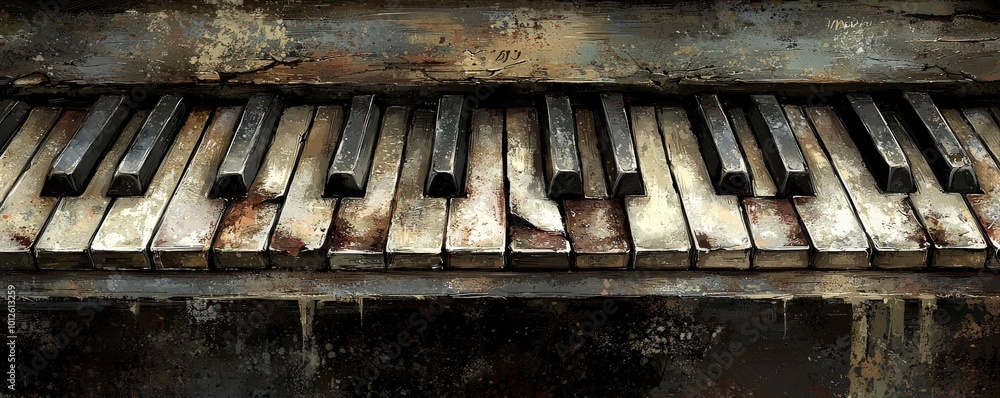 Close-Up of Artistic Piano Keys in Unique Style Close-Up of Artistic Piano Keys in Unique Style