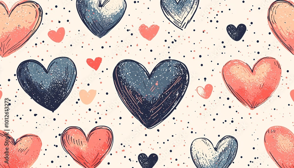 Whimsical Hand-Drawn Hearts Collection on Light Pink Background for Playful and Charming Design Whimsical Hand-Drawn Hearts Collection on Light Pink Background for Playful and Charming Design