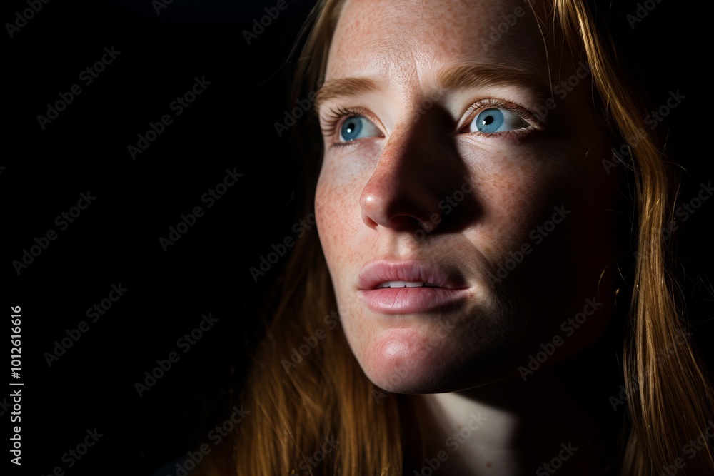 Portrait of a beautiful young redhead woman on a black background Portrait of a beautiful young redhead woman on a black background