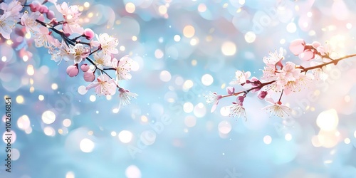 A cute pink sparkle background with small flowers and bokeh. 