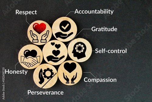 What are the 8 moral values? Respect, accountability, honesty and perseverance, compassion, self-control, and gratitude. establish strong relationships, learn positive habits, and ultimately to succes photo