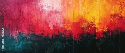 Abstract sunset hued painting photo