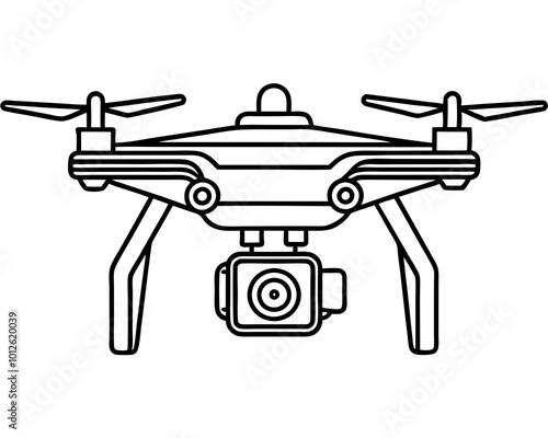 Professional Drone Camera Line Art Vector Illustration