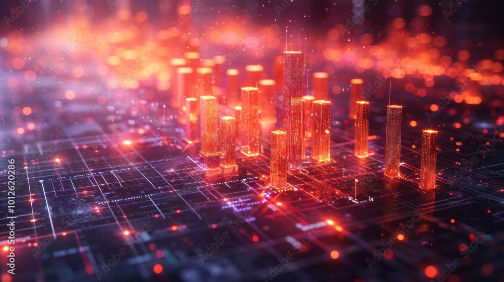 Fototapeta premium Cyberpunk Cityscape - Digital Urban Landscape