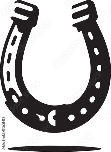 Horseshoe logo silhouette vector black and white