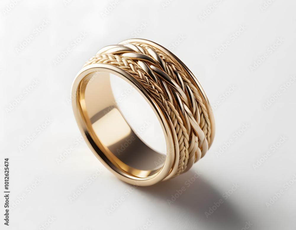 A gold ring with a black stripe on the bottom A gold ring with a black stripe on the bottom