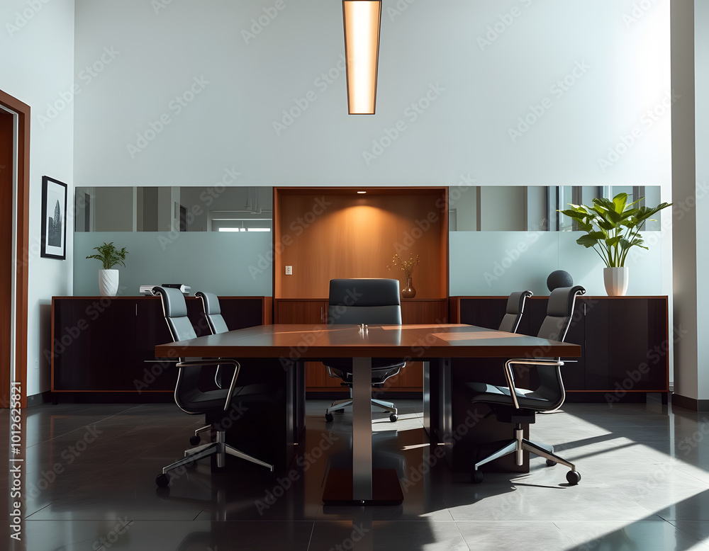 A conference room with chairs and a large window A conference room with chairs and a large window