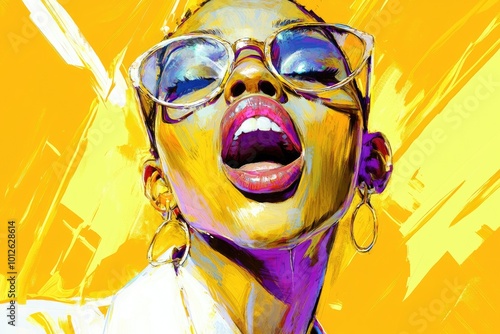 Comic-Style Abstract Portrait with Bold Colors photo