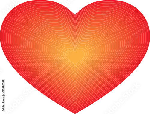 Abstract Heart with Gradient Concentric Lines Vector Illustration for Love and Romance Decor