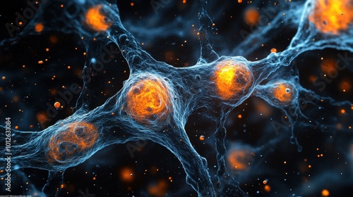 A phase-contrast micrograph of myoblasts undergoing fusion to form multinucleated myotubes during skeletal muscle development, demonstrating the process photo