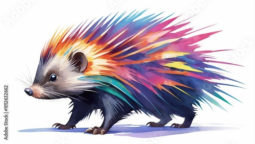 Watercolor painting of a porcupine