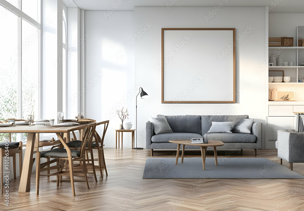 Minimalist Empty Frame in Scandinavian Living Room Minimalist Empty Frame in Scandinavian Living Room