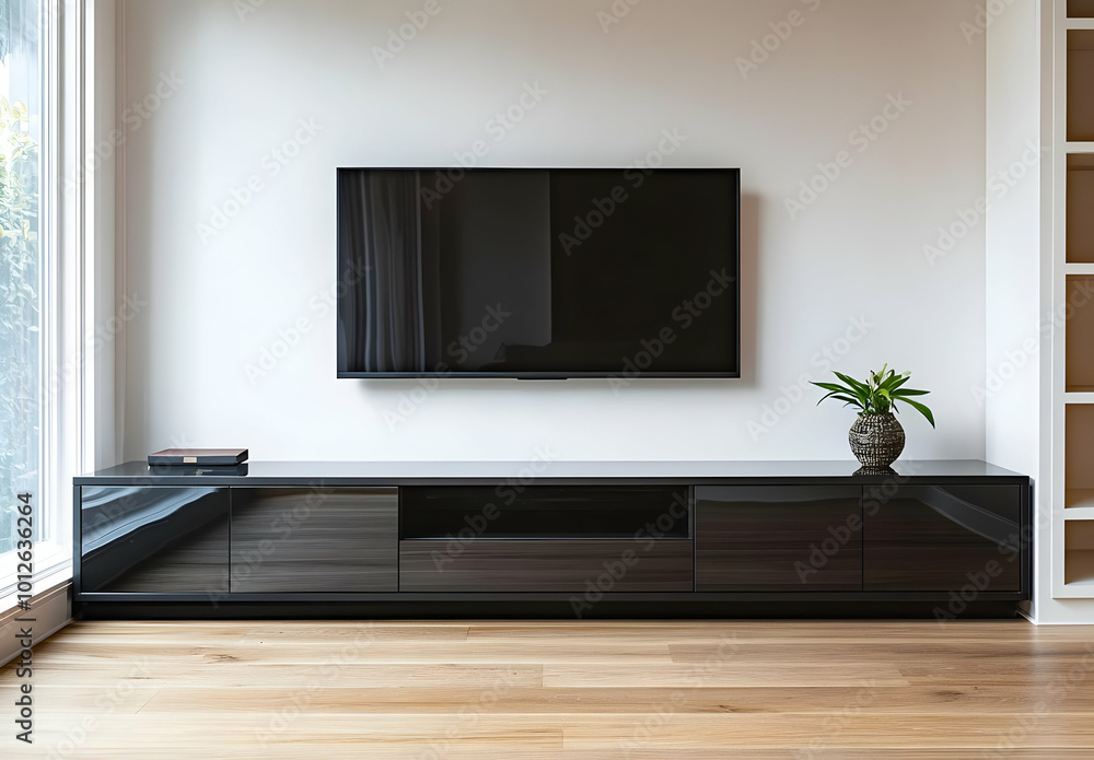 Modern Minimalist Living Room with TV Setup Modern Minimalist Living Room with TV Setup
