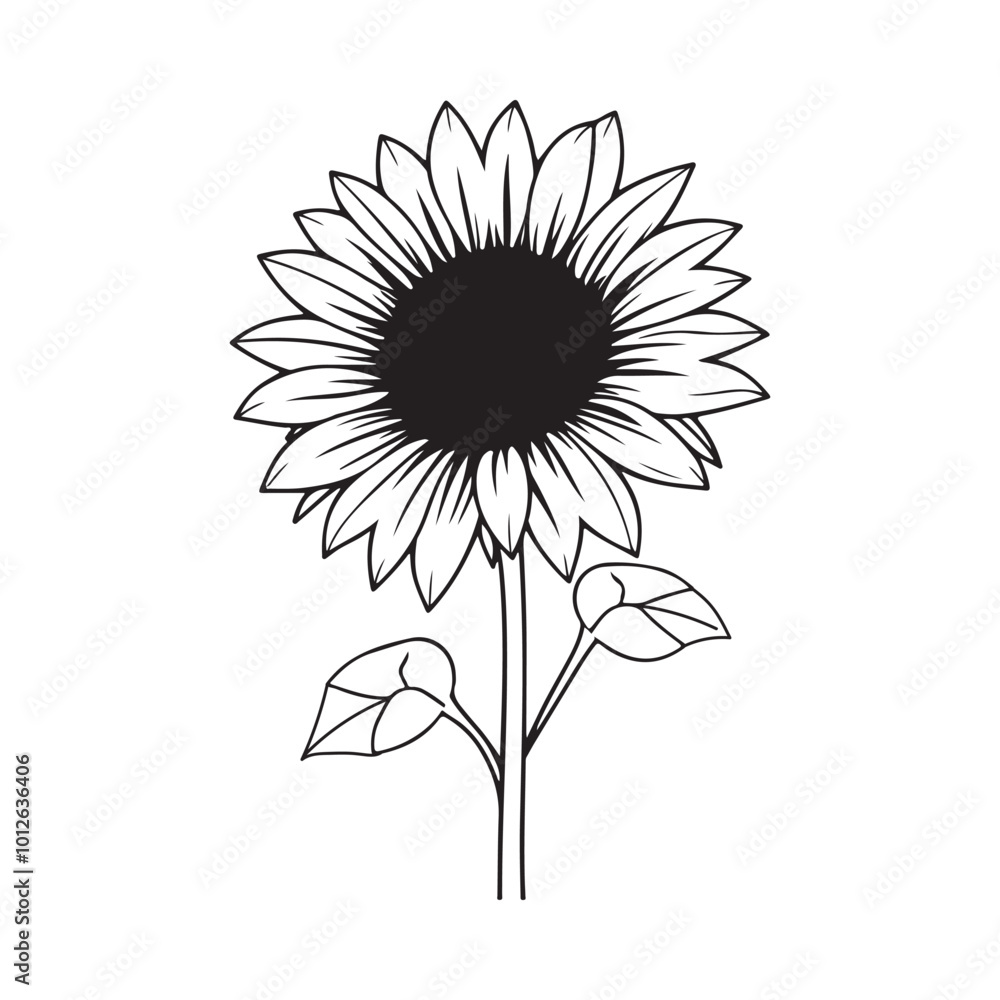 Sunflower print vector illustration, Sunflower icon. Vector illustration. Isolated. Flat design. Sunflower print vector illustration, Sunflower icon. Vector illustration. Isolated. Flat design.