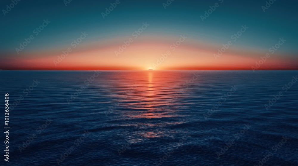 Obraz premium Sunrise above the horizon flat design front view dawn theme 3D render Split-complementary color scheme