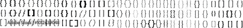 Set of braces or curly brackets icon. Small and square bracket or braket collection. Text brackets collection for messages, quotas. Oval, retro parentheses and punctuation shapes.