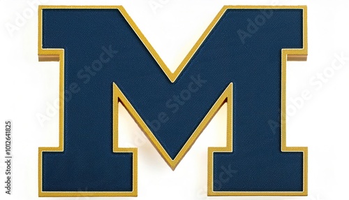 10-4-24 Ann Arbor. University of Michigan Wolverines Block M in Blue main color with Maize outside edge border. isolated on white background