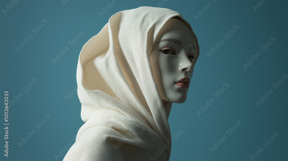 A person in a hooded garment wearing a half mask, symbolizing the duality and complexity of self-identity. A person in a hooded garment wearing a half mask, symbolizing the duality and complexity of self-identity.