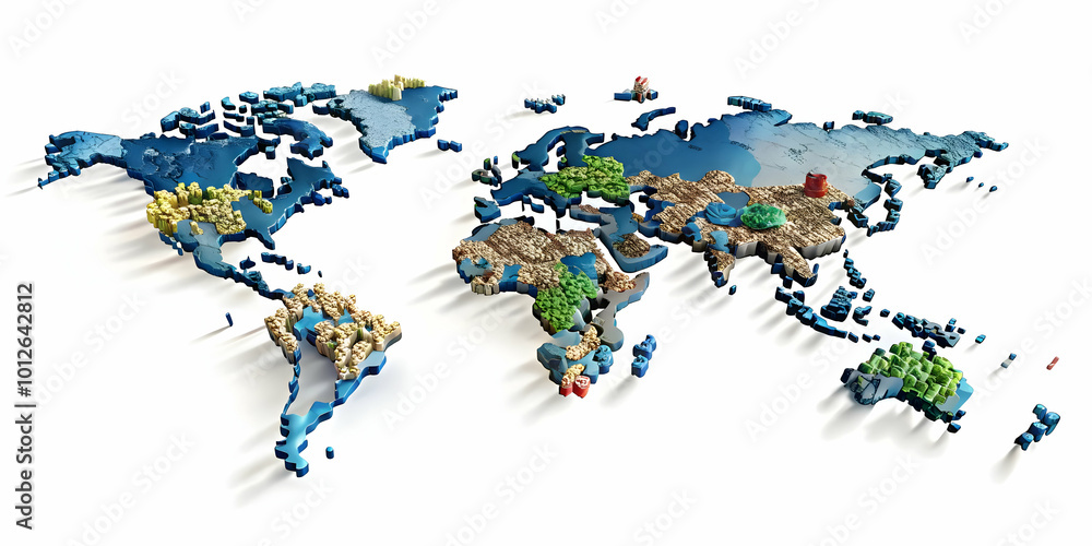 Naklejka premium Global Currencies Forming World Map | Symbolizing International Trade & Finance | Static Shot for Banking, Business Services, Financial Products Advertisements