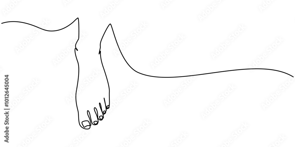 Silhouettes of feet of a family, feet of a child, a woman and a man in one line modern style. Decor outline, wall poster, stickers, logo, continuous line drawing of a pair of legs. Silhouettes of feet of a family, feet of a child, a woman and a man in one line modern style. Decor outline, wall poster, stickers, logo, continuous line drawing of a pair of legs.