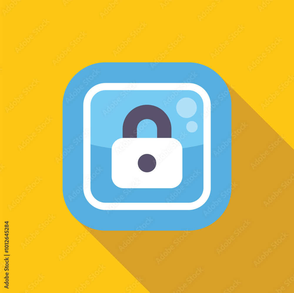 Blue rounded square app icon with a padlock, symbolizing data protection and security Blue rounded square app icon with a padlock, symbolizing data protection and security
