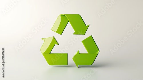 The recycle symbol rendered in bright green on a pure white background, providing a clear and simple visual to promote sustainability and recycling initiatives